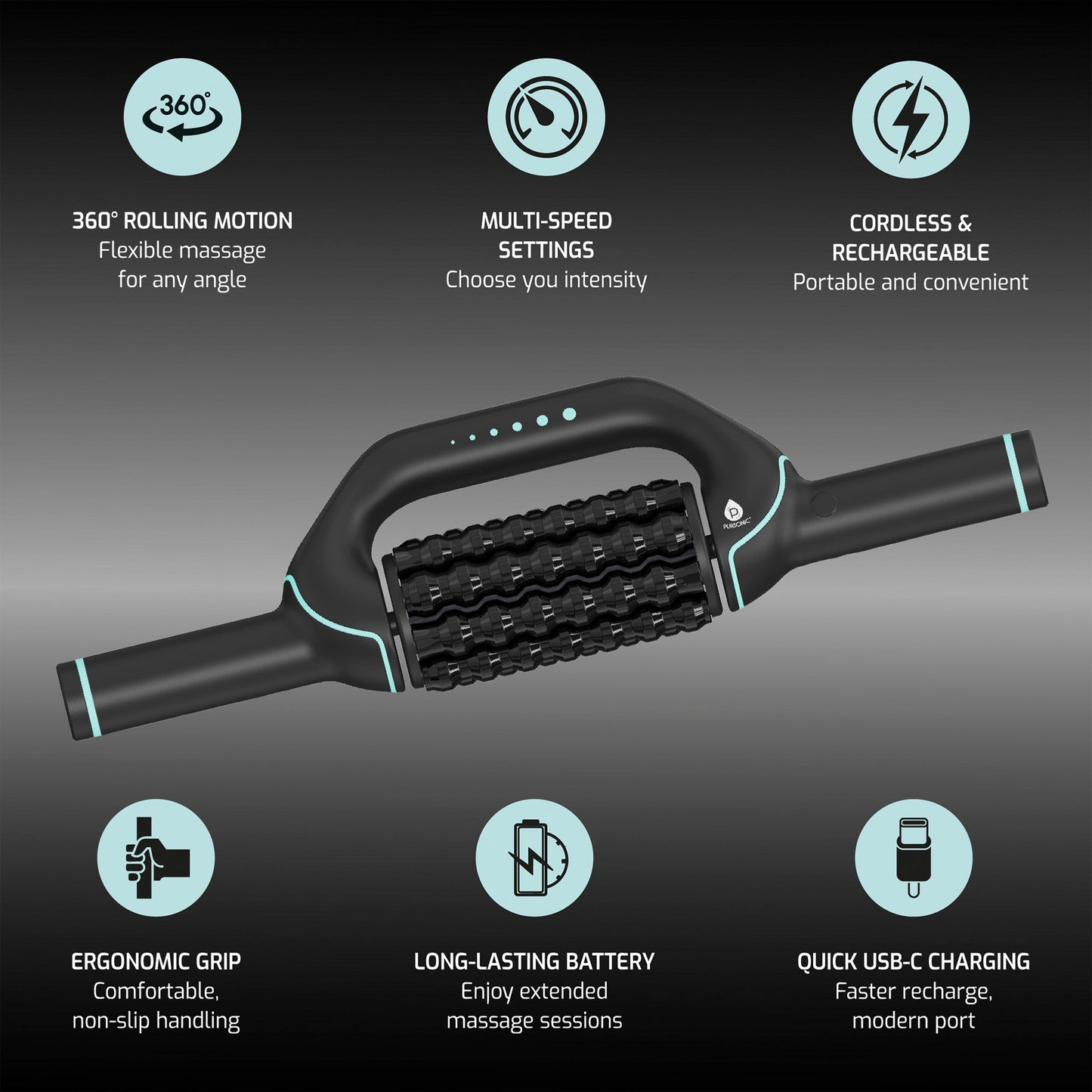 Pursonic Shiatsu Massager, Rechargeable Rolling Massager & Palm Harmony Glove
