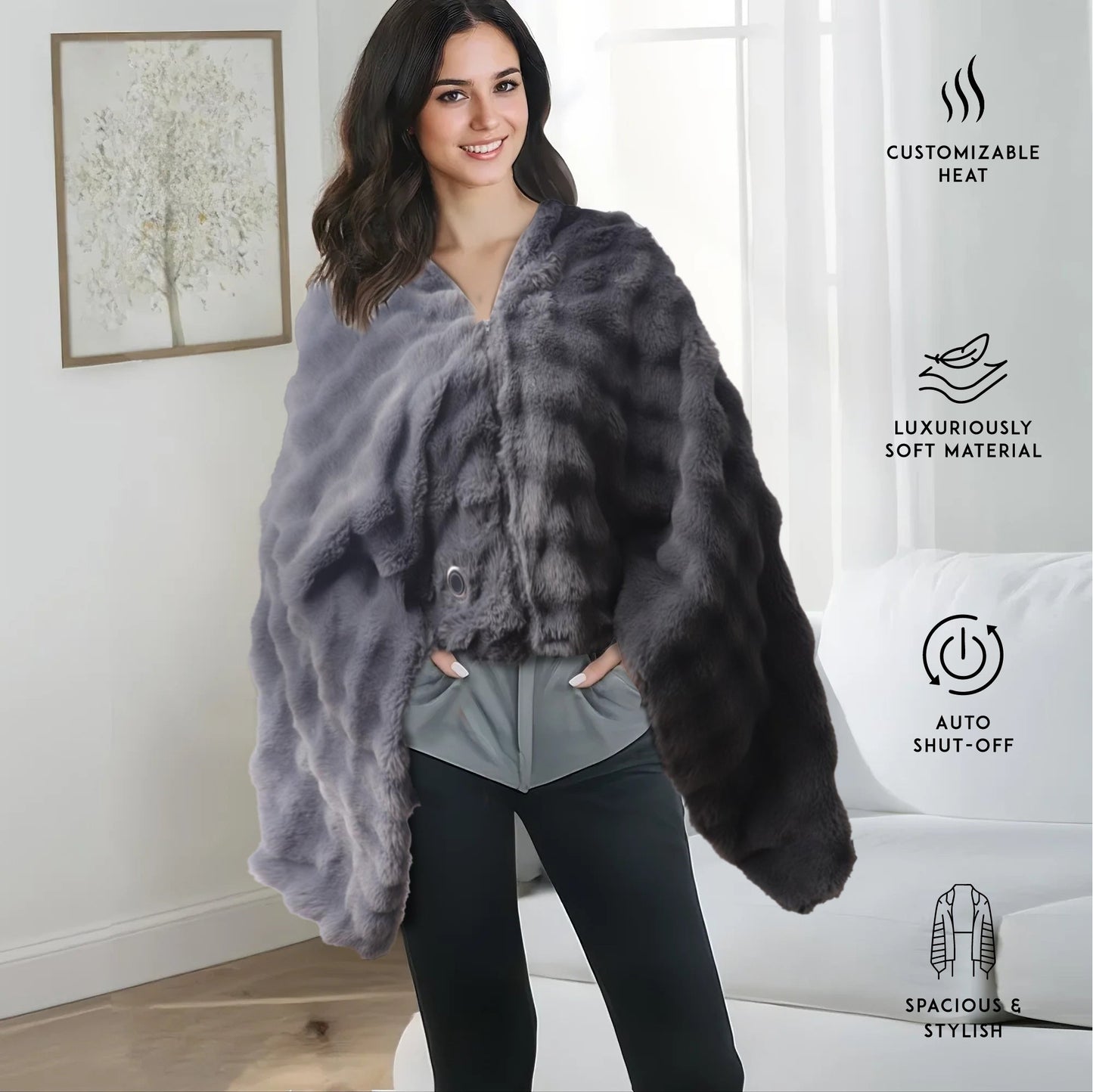 Pursonic Heated Poncho Shawl & XL Full Body Heating Pad