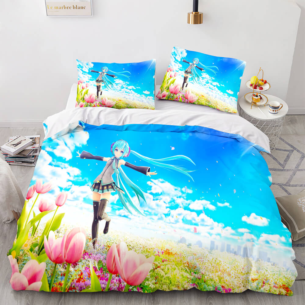 Anime Hatsune Miku Bedding Set Cosplay Quilt Cover Without Filler