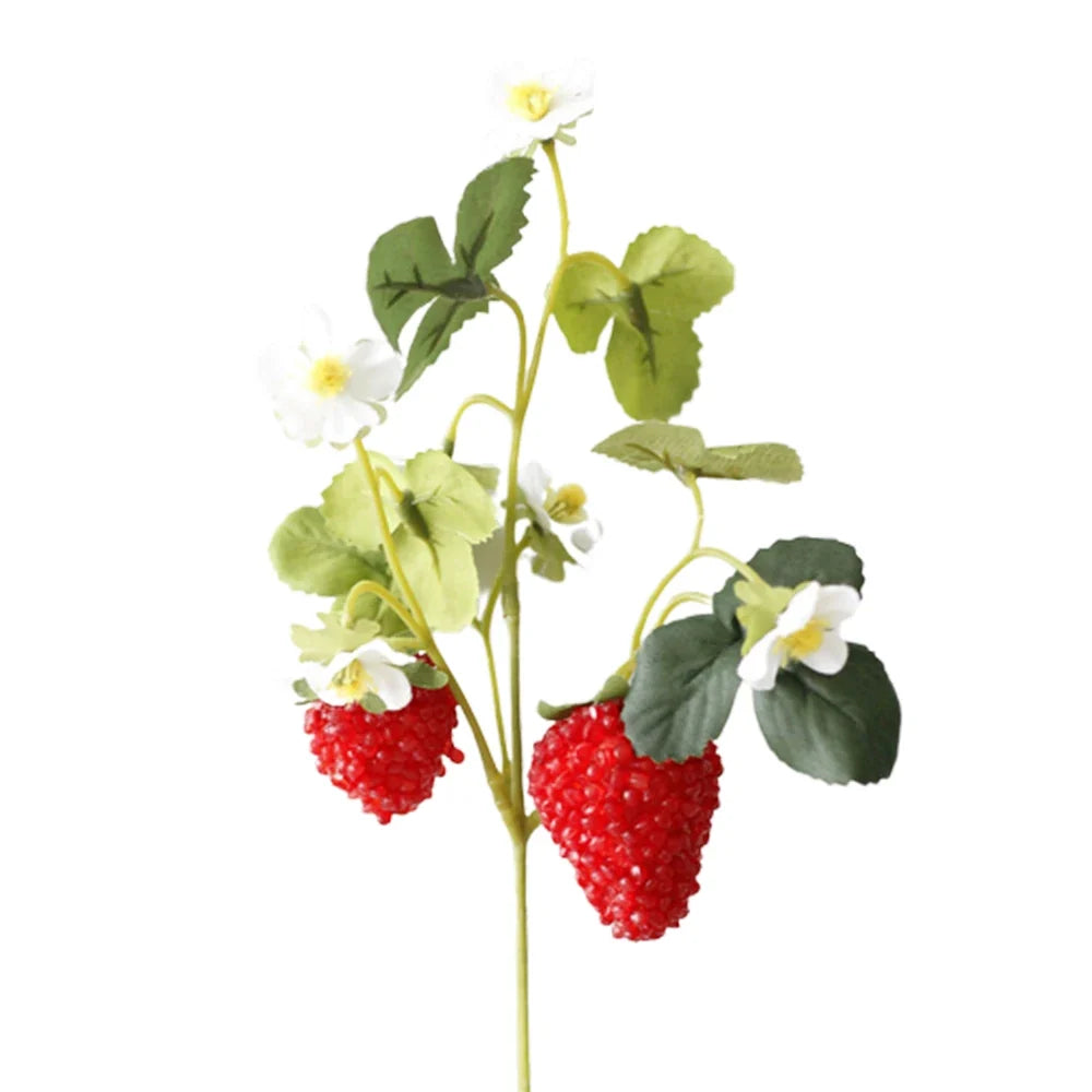 French Frambuesa Artificial Fake Strawberry Fruit Plant Flower Branch Bouquet Wedding Home Decor