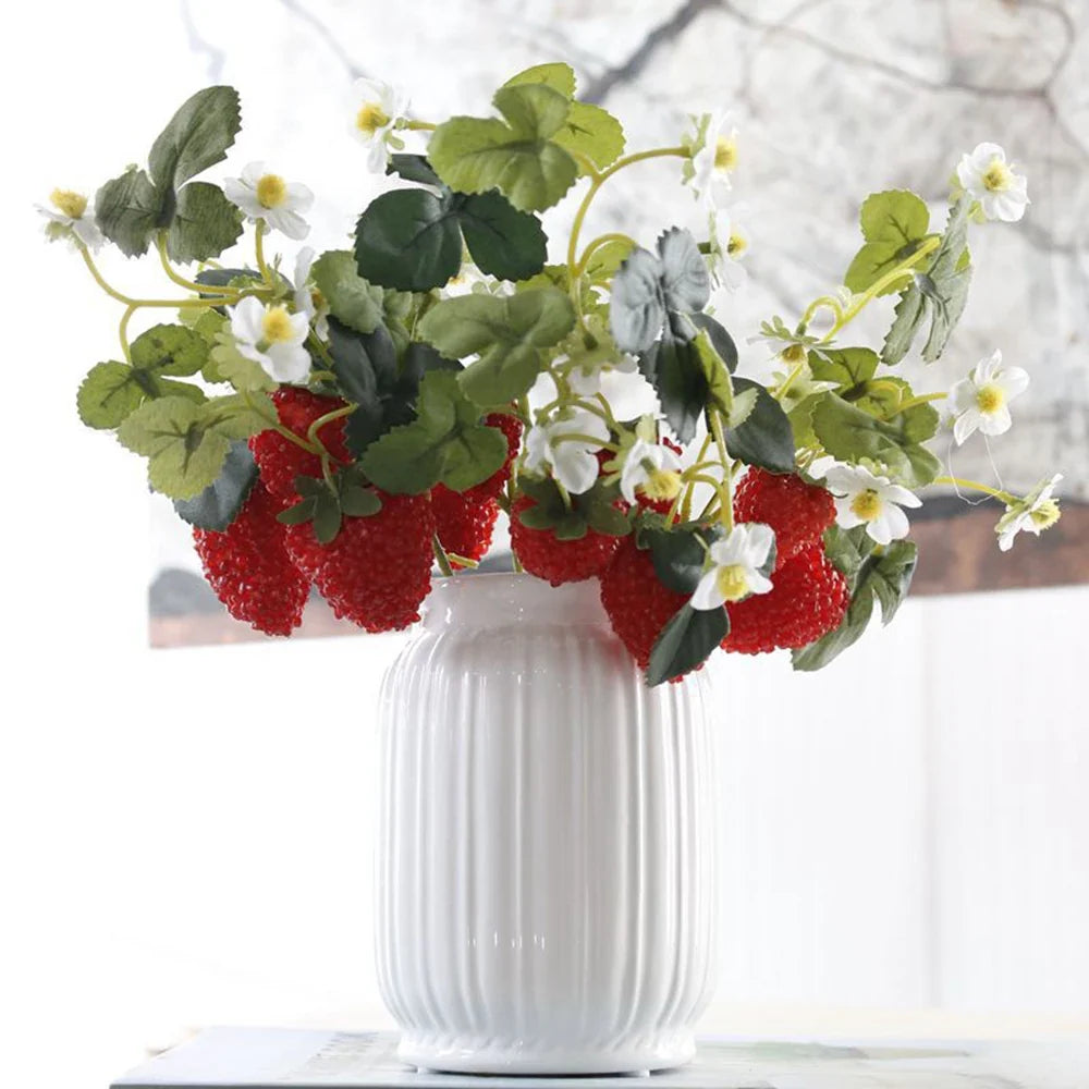 French Frambuesa Artificial Fake Strawberry Fruit Plant Flower Branch Bouquet Wedding Home Decor