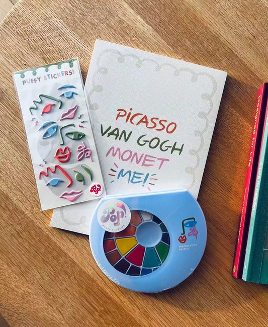 Little Artist Bundle Pack - Paper, Palette, Watercolors, Paintbrush and Stickers!