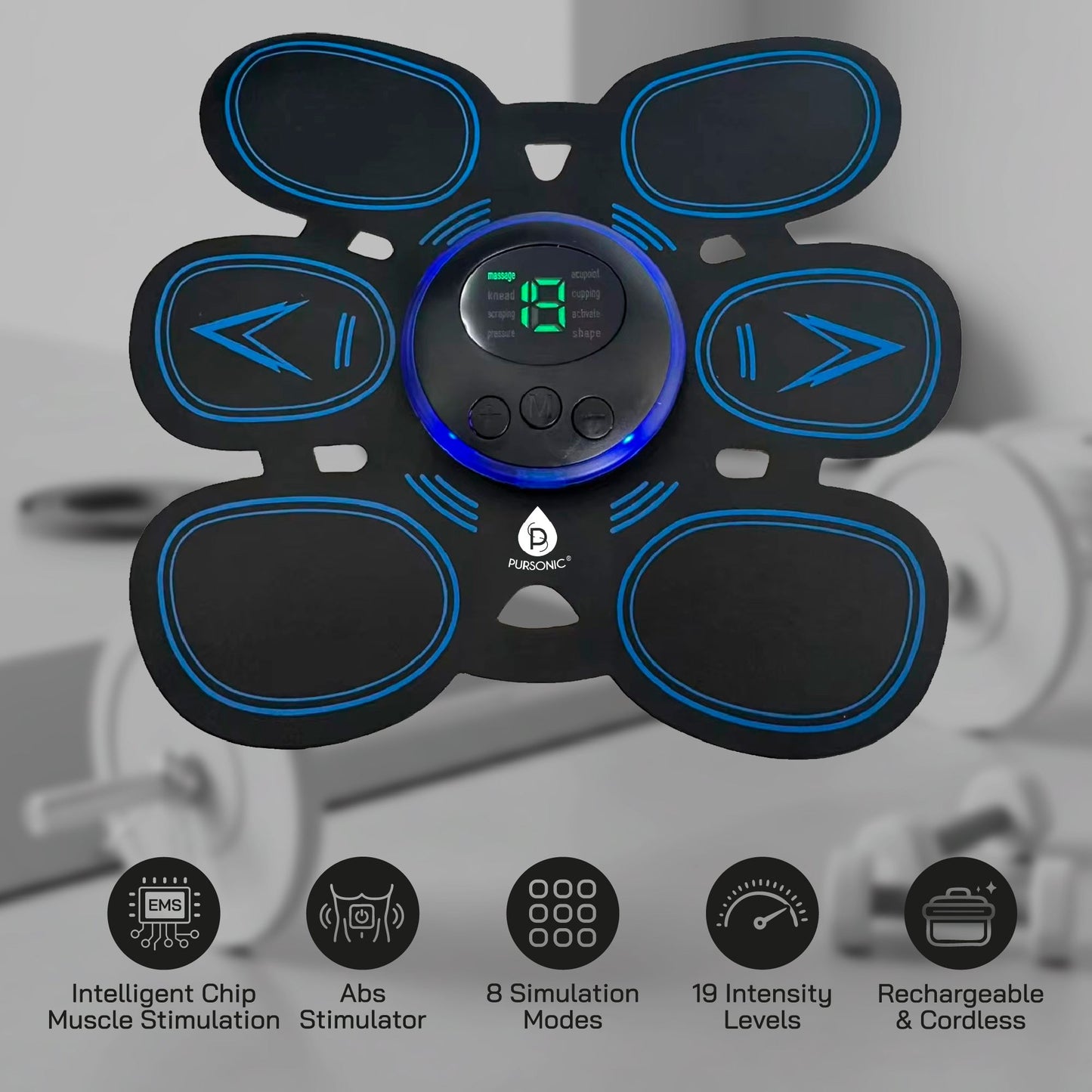 Pursonic Rechargeable Abdominal Muscle Toner & Massager