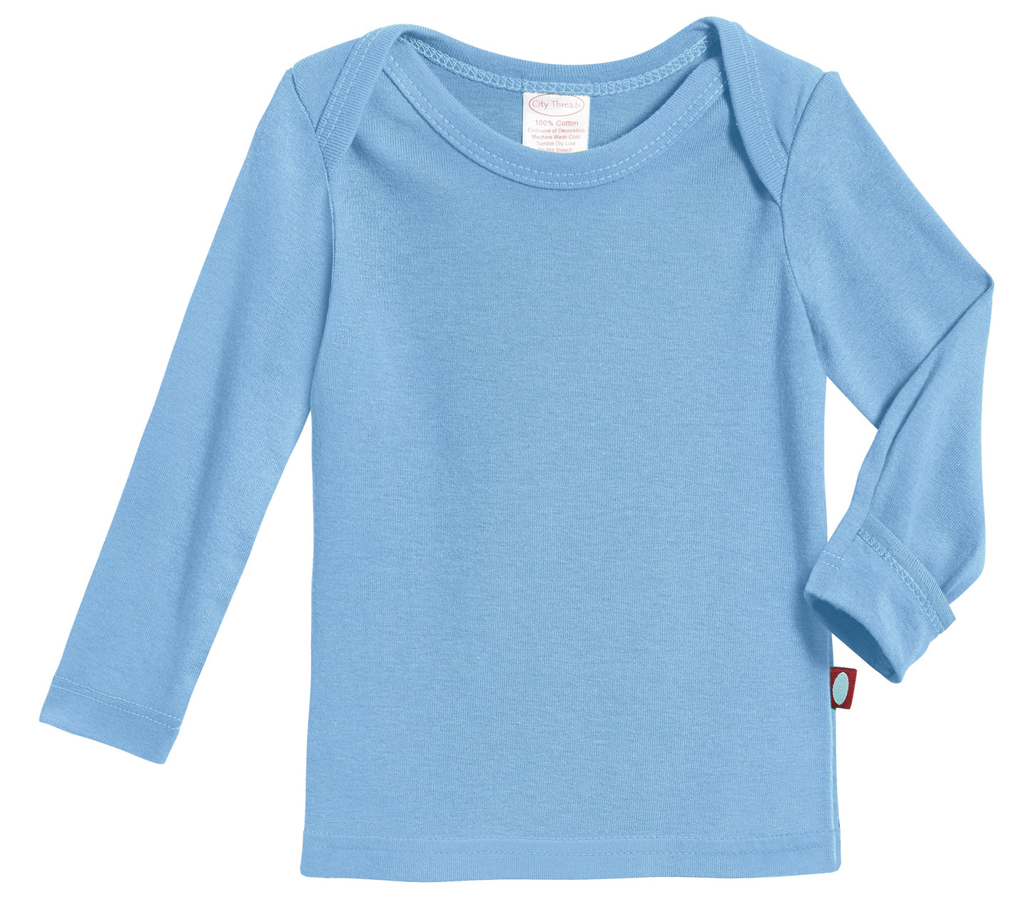 Super-Soft 100% Organic Cotton Baby Rib Long Sleeve Lap Tee| Bright Light Blue