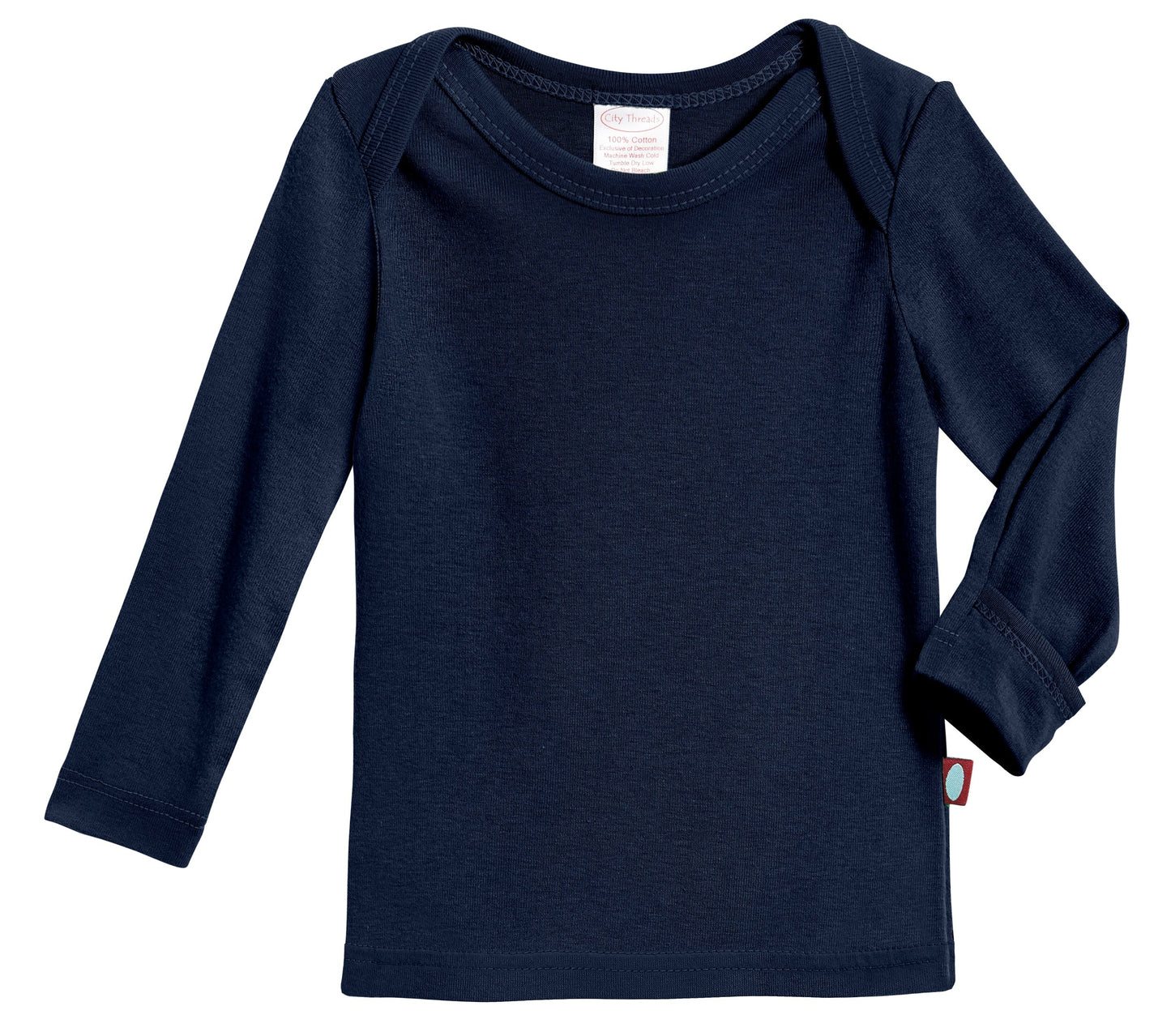 Super-Soft 100% Organic Cotton Baby Rib Long Sleeve Lap Tee| Navy