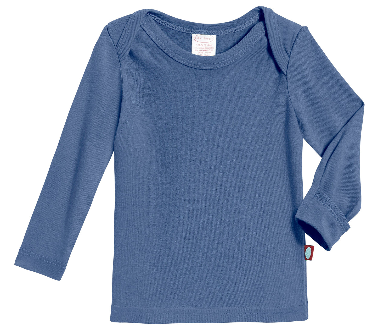 Super-Soft 100% Organic Cotton Baby Rib Long Sleeve Lap Tee| Smurf