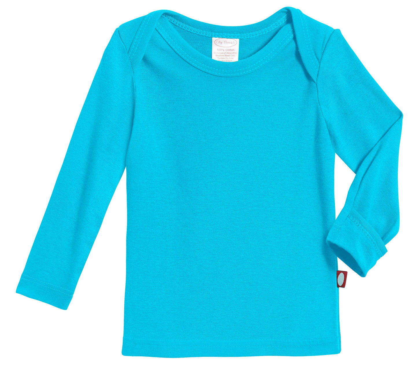 Super-Soft 100% Organic Cotton Baby Rib Long Sleeve Lap Tee| Turquoise