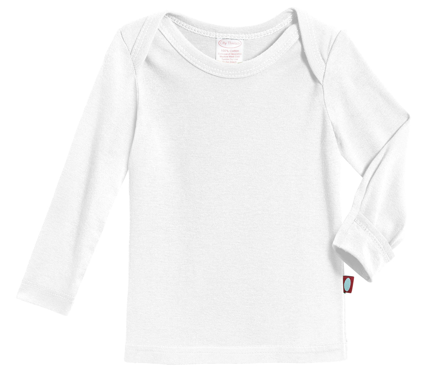 Super-Soft 100% Organic Cotton Baby Rib Long Sleeve Lap Tee| White