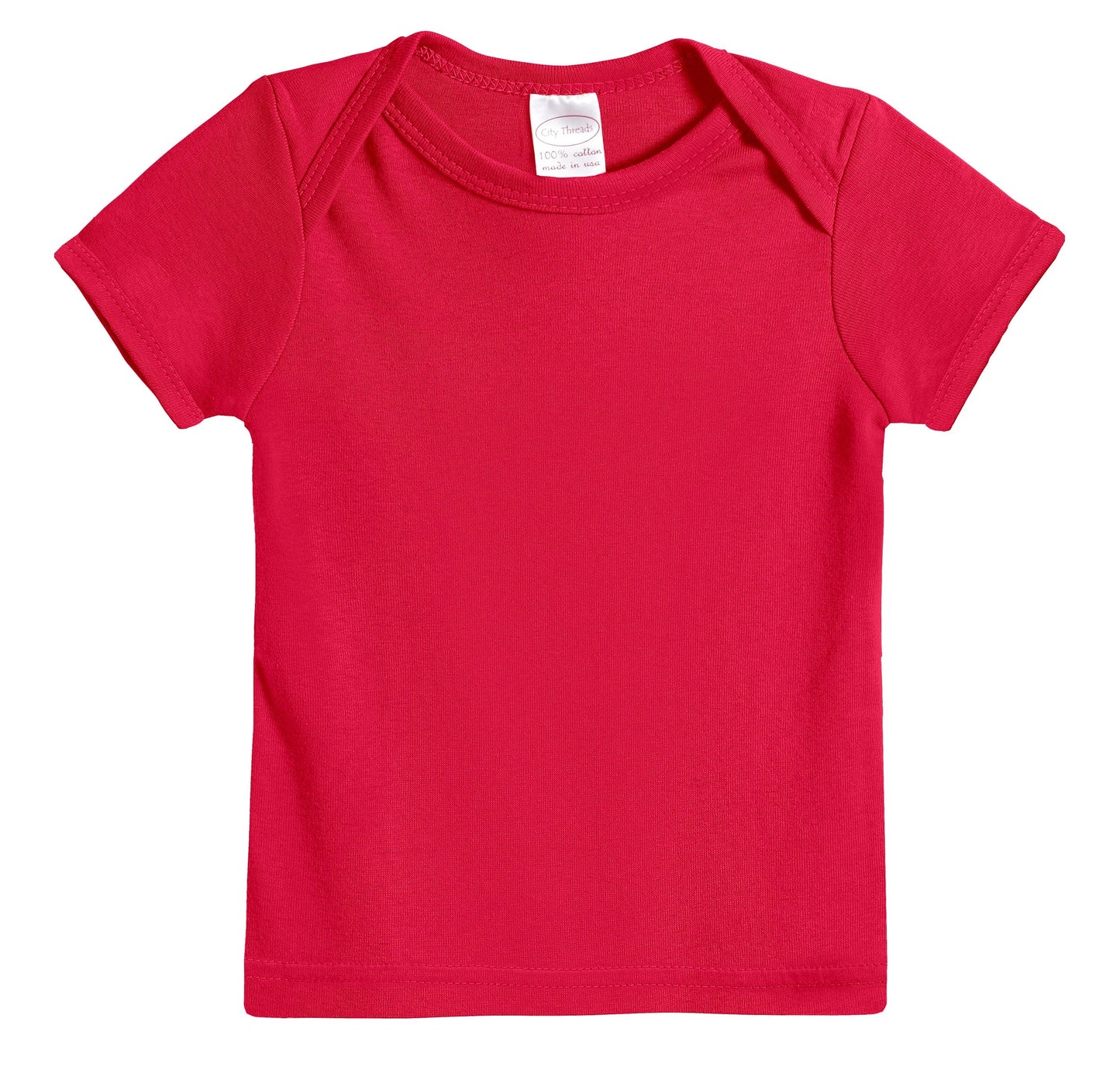 Super-Soft 100% Organic Cotton Baby Rib Short Sleeve Lap Tee| Candy Apple