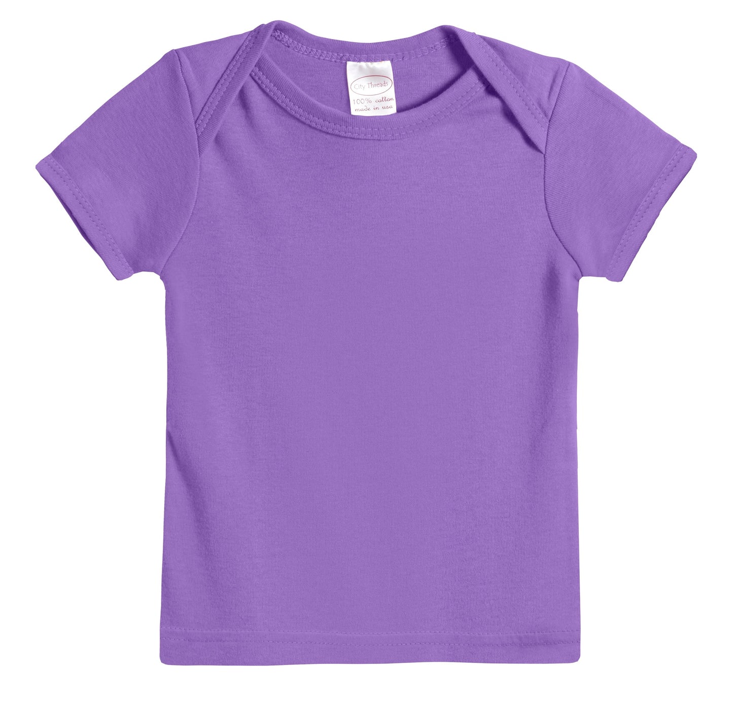 Super-Soft 100% Organic Cotton Baby Rib Short Sleeve Lap Tee| Deep Purple