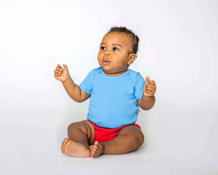 Super-Soft 100% Organic Cotton Baby Rib Short Sleeve Lap Tee| Black