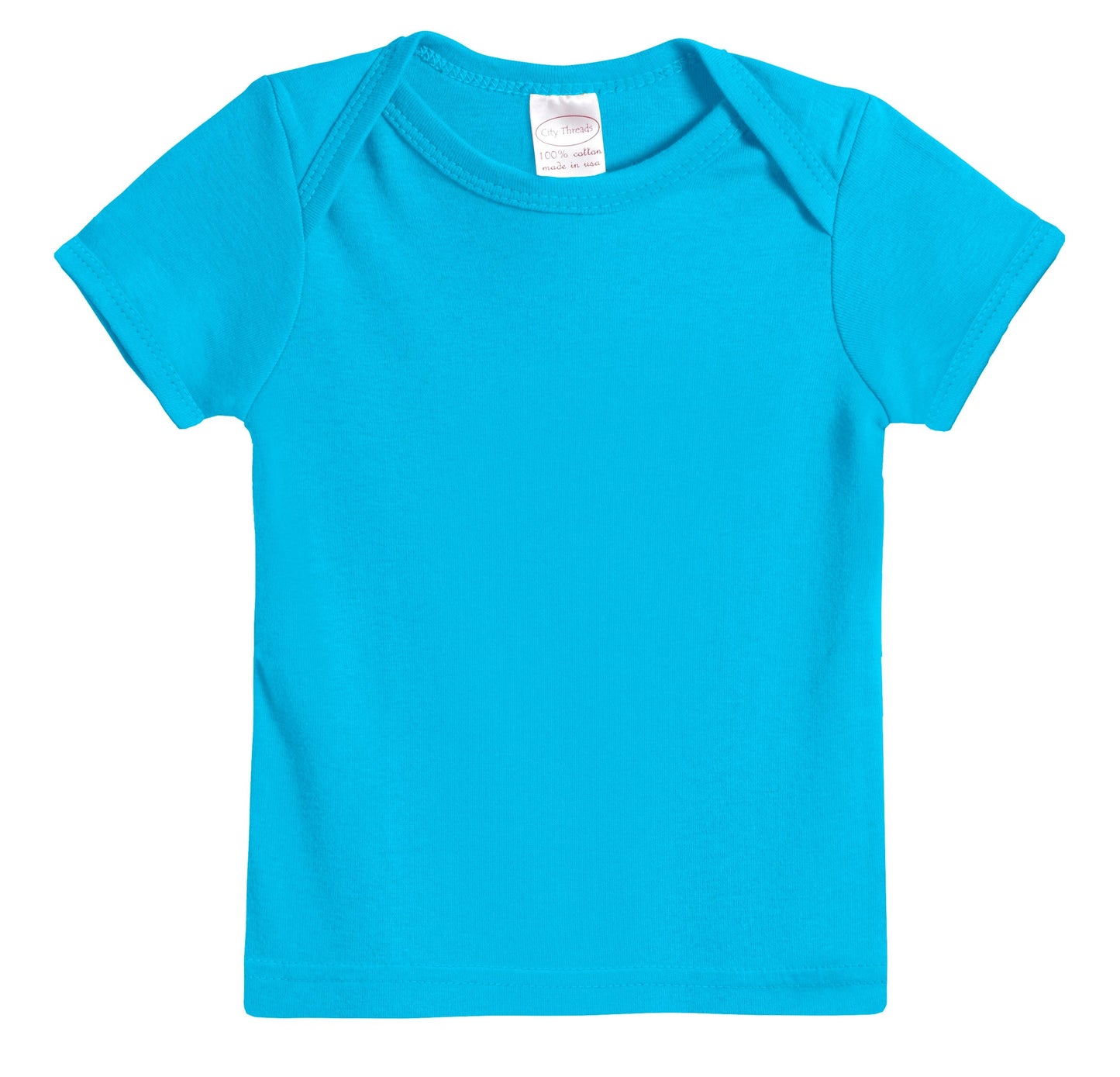 Super-Soft 100% Organic Cotton Baby Rib Short Sleeve Lap Tee| Turquoise