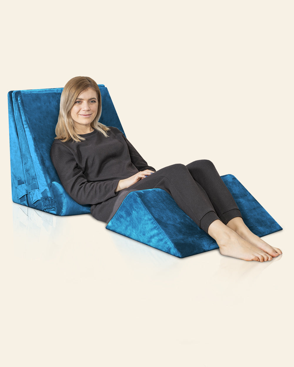 LX11 5-Piece Support for Abdominal Recovery & Lower Back Rest, Wedge Pillow Set, Ocean Blue