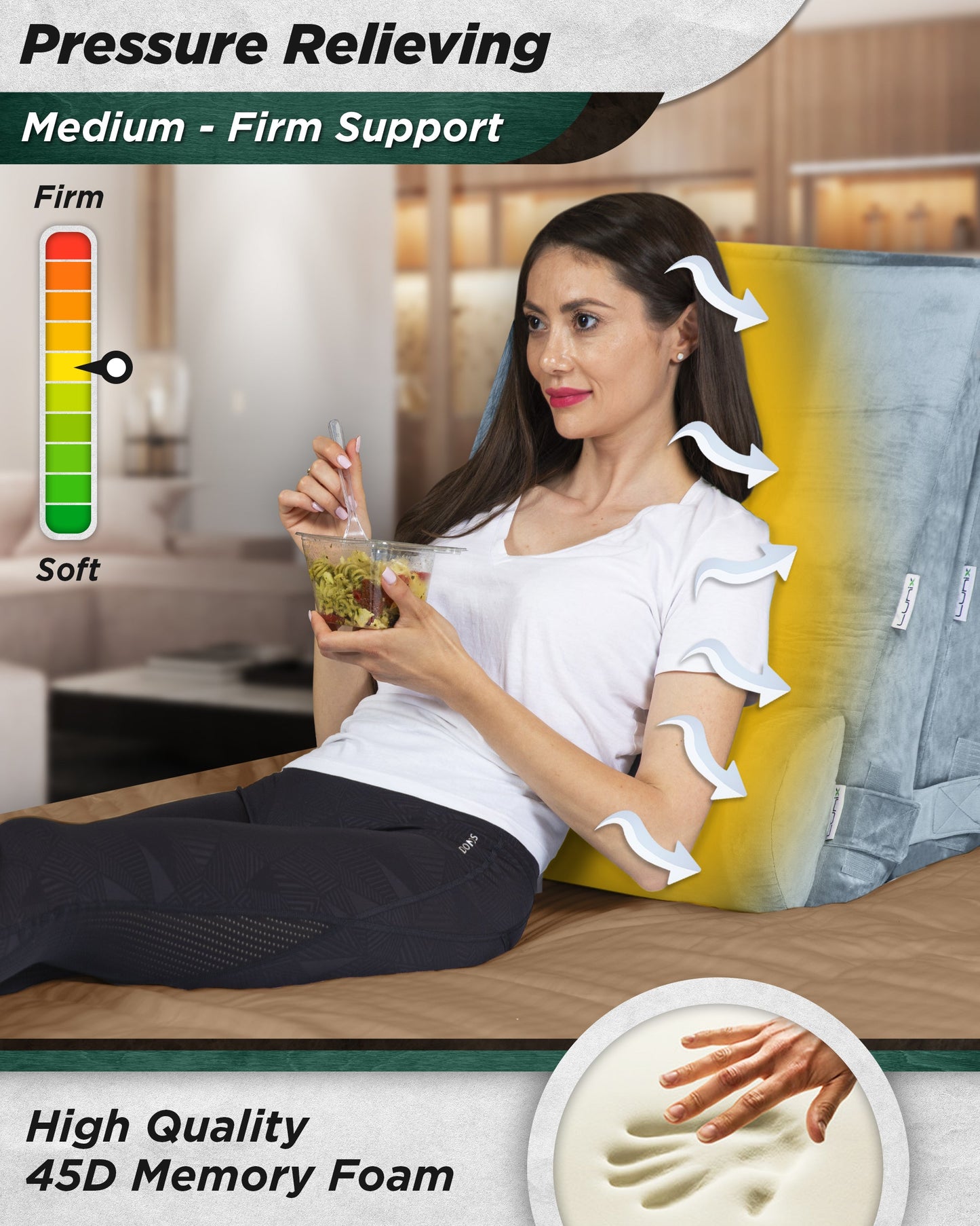LX11 5-Piece Support for Abdominal Recovery & Lower Back Rest, Wedge Pillow Set, Cloud Gray