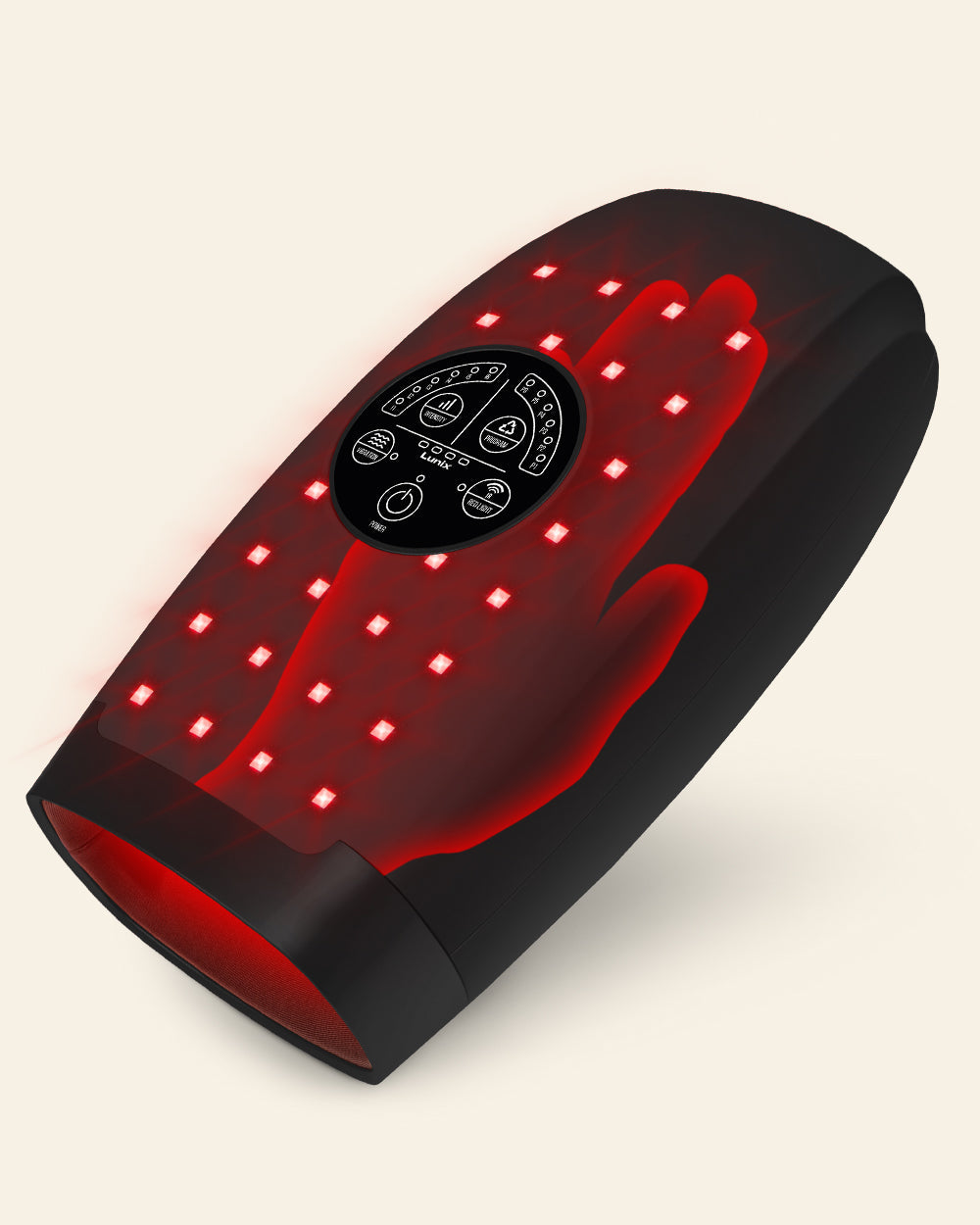 Lunix LX33 Hand Massager with Red Light Therapy, Carpal Tunnel & Wrist Pain Relief Device, Charcoal Black