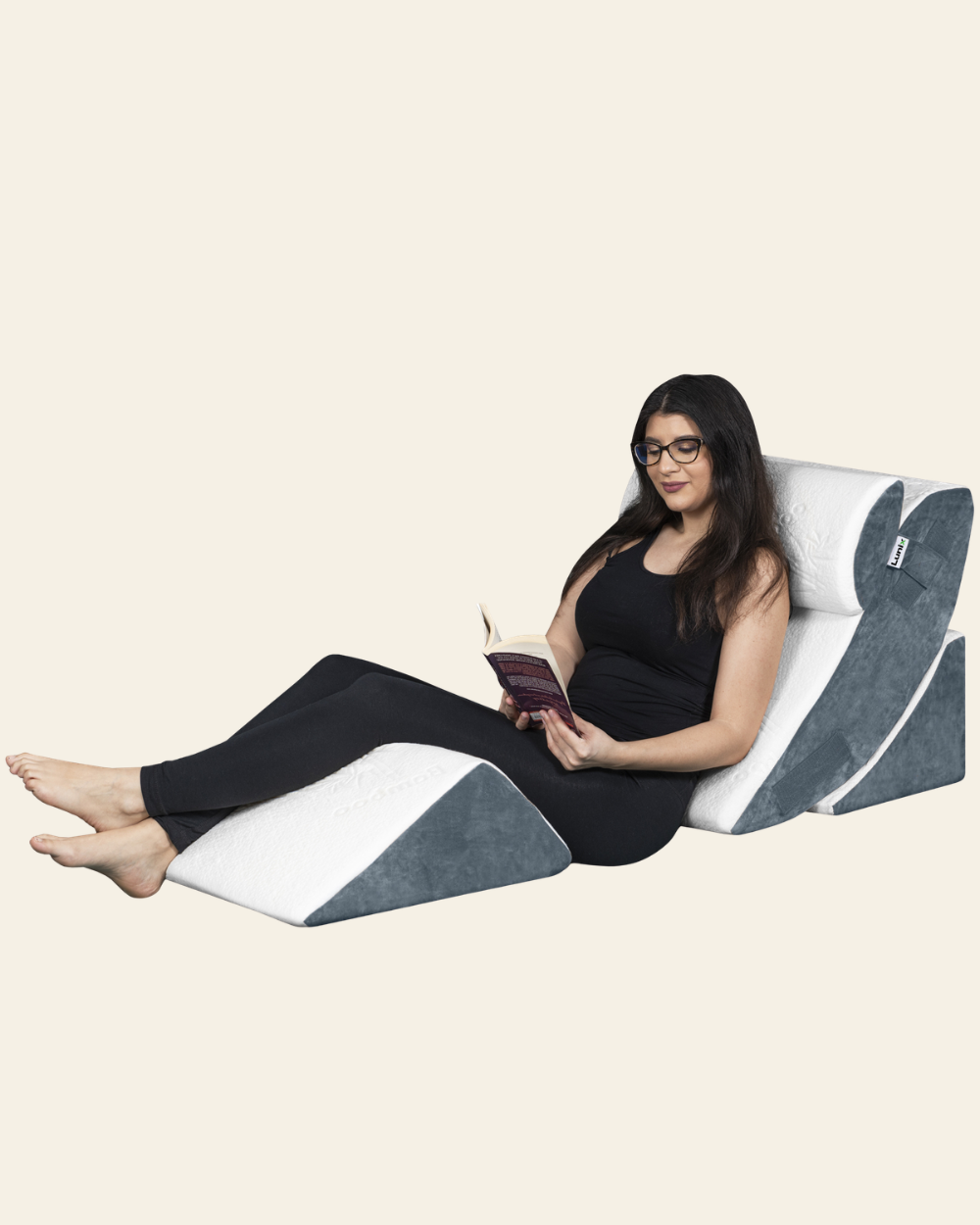 LX5 4-Piece Support for Shoulder & Upper Body Rest, Orthopedic Bed Wedge Pillow Set, Arctic Navy