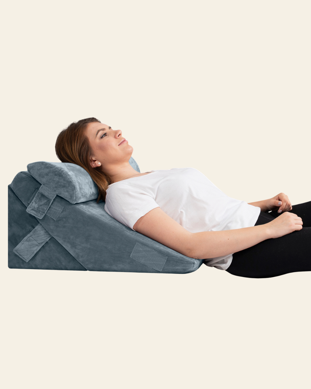 LX6 3-Piece Compact Support for Reading, Rest & Leg Elevation, Wedge Pillow Set, Stone Navy