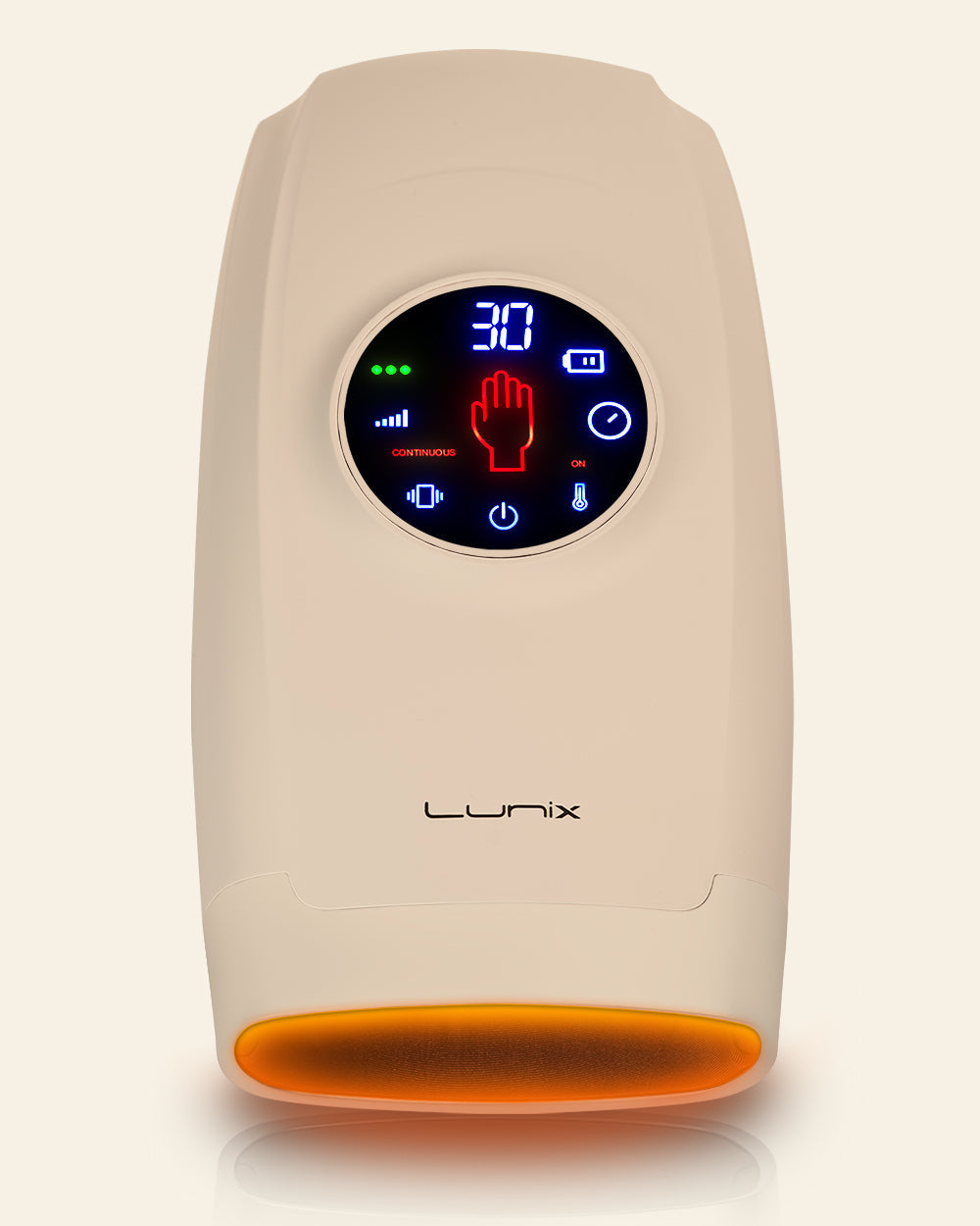 LX7 LCD Touchscreen Hand Massager, Heated Air Compression, Sand Beige