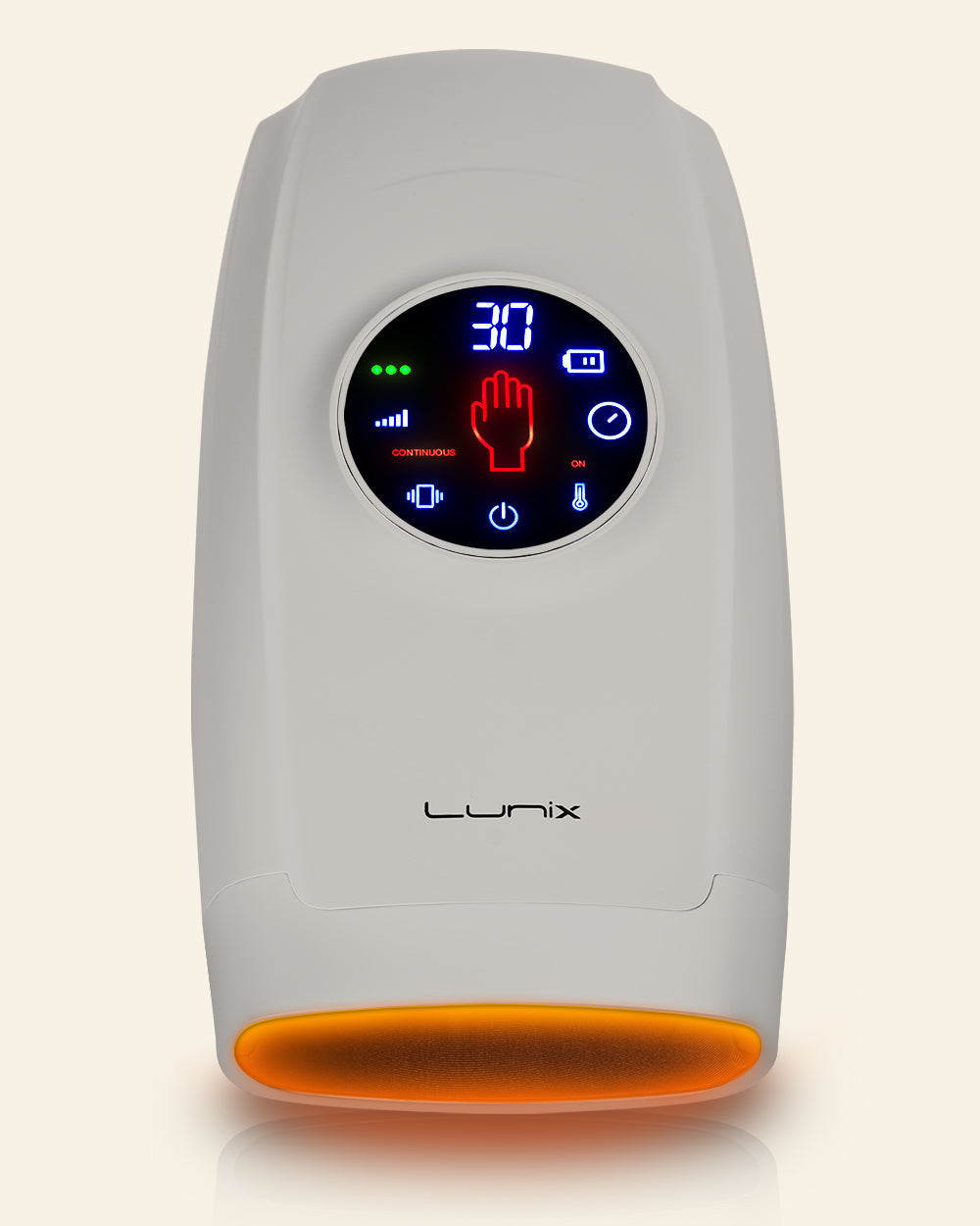 LX7 LCD Touchscreen Hand Massager, Heated Air Compression, Cloud Gray