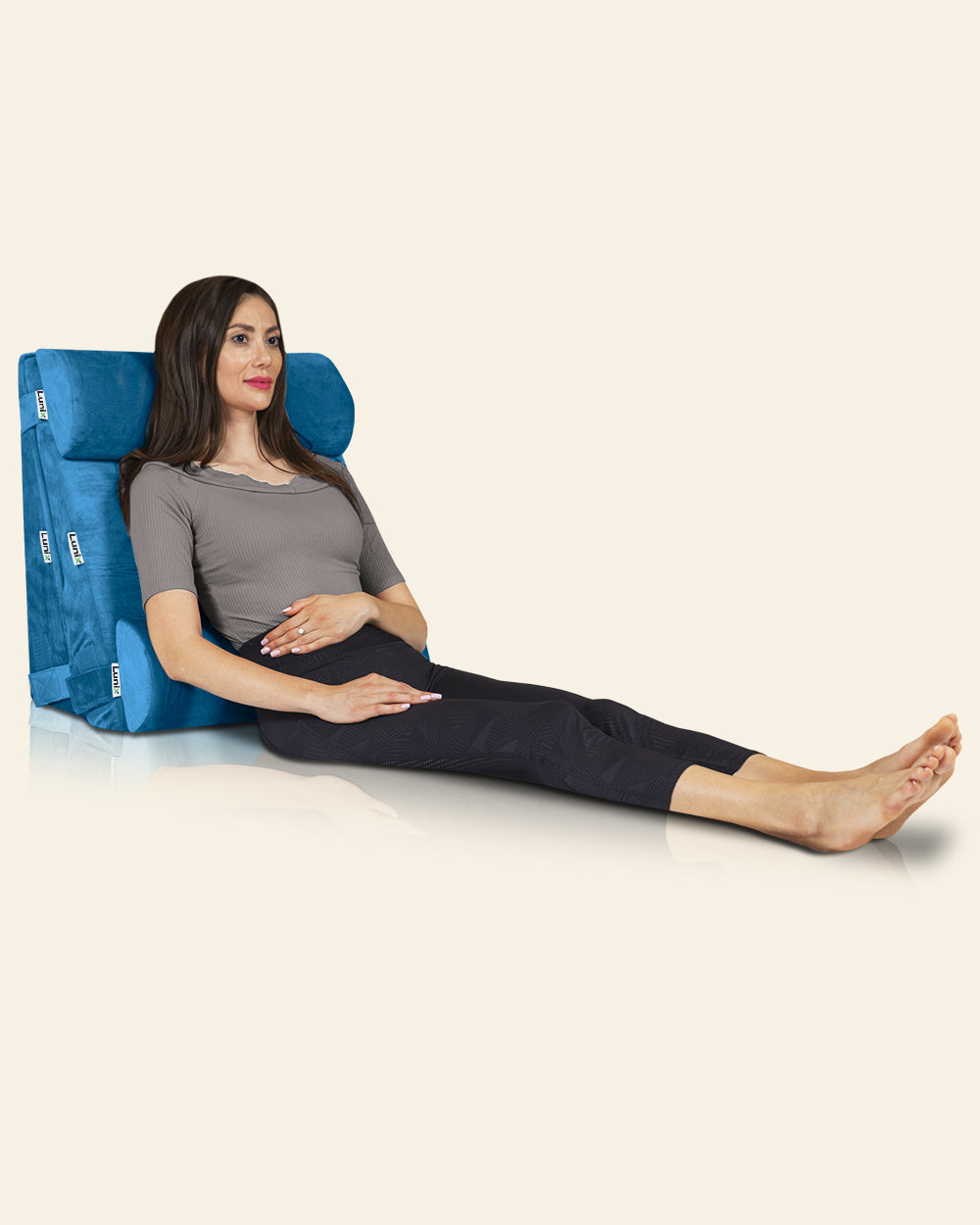 LX8 4-Piece Support for Nighttime Digestive Discomfort & Easier Breathing, Wedge Pillow Set, Ocean Blue