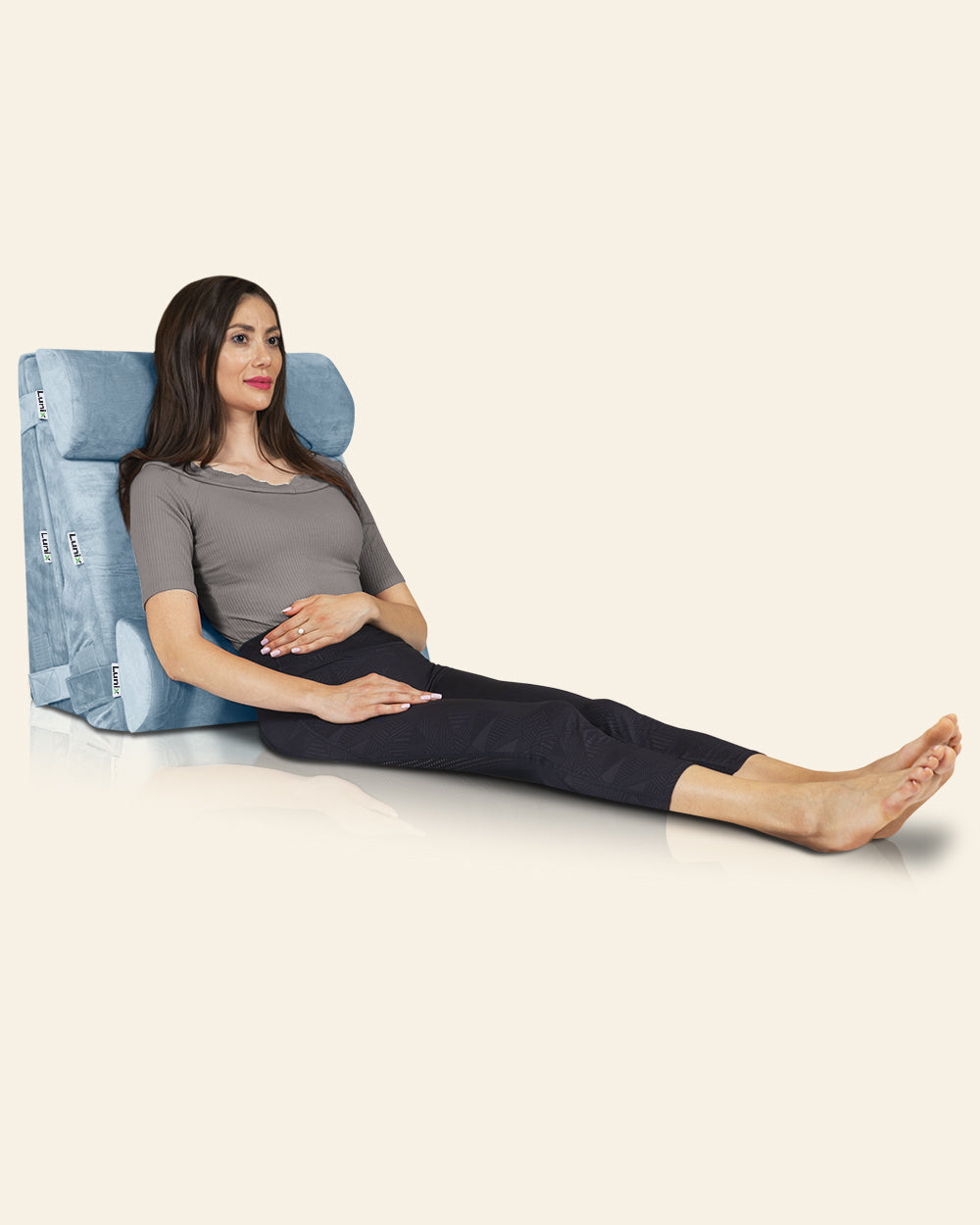 LX8 4-Piece Support for Nighttime Digestive Discomfort & Easier Breathing, Wedge Pillow Set, Cloud Gray