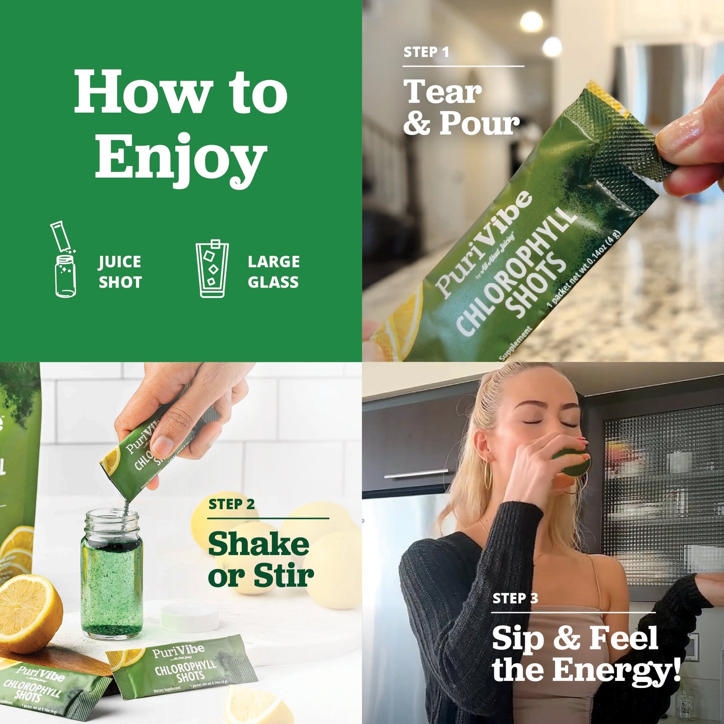PuriVibe Chlorophyll & Lemon Juice Shots