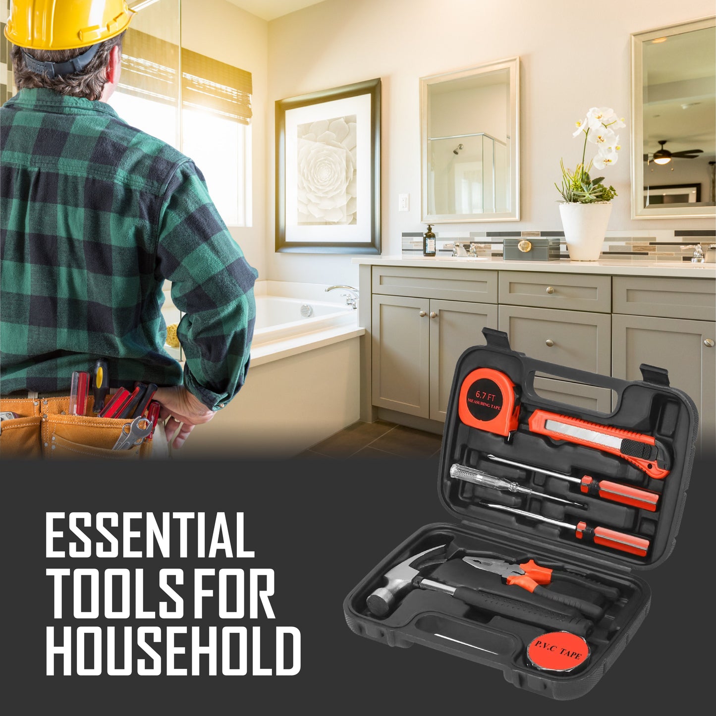 Home Project Power & Tool Set: Rechargeable Electric Screwdriver, 9-Piece Handy Solutions Tool Set & 11-in-1 Multifunction Tool