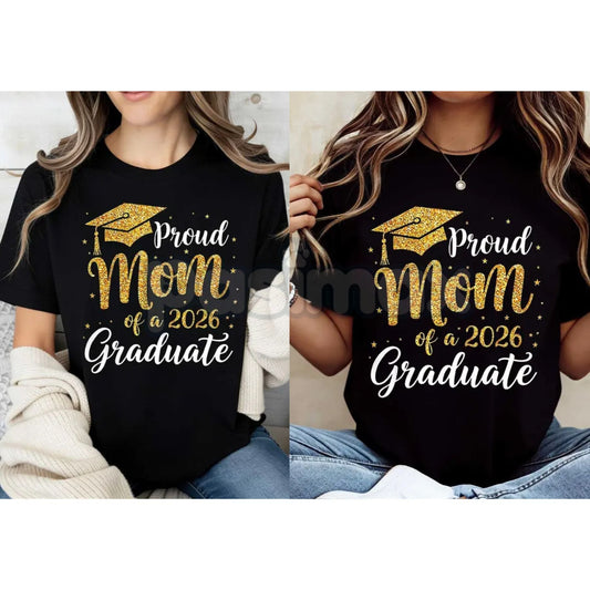 "Proud Mom of a 2026 Graduate" T-Shirt – Graduation Cap & Tassel Graphic Tee, Premium 100% Cotton Senior Mom Top, Soft Lived-In Heavyweight Milestone Shirt, Made in USA