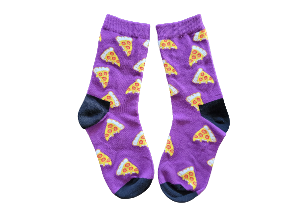 Purple Pizza Socks for Kids