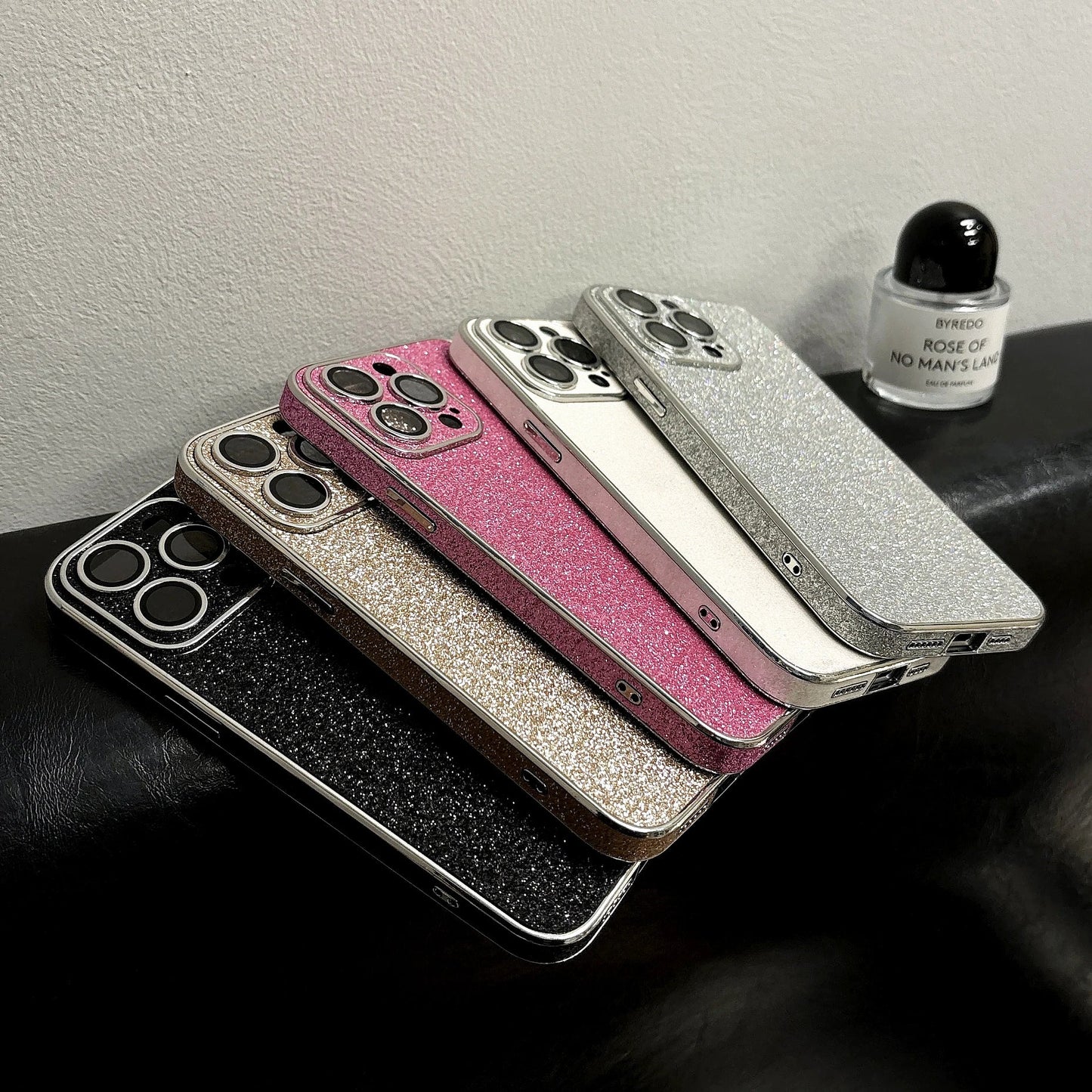 Luxury Bling Glitter Leather Case For iPhone 16 15 14 13 12 11 Pro Max Sparkling Soft Silicone Shockproof Plating Bumper Cover