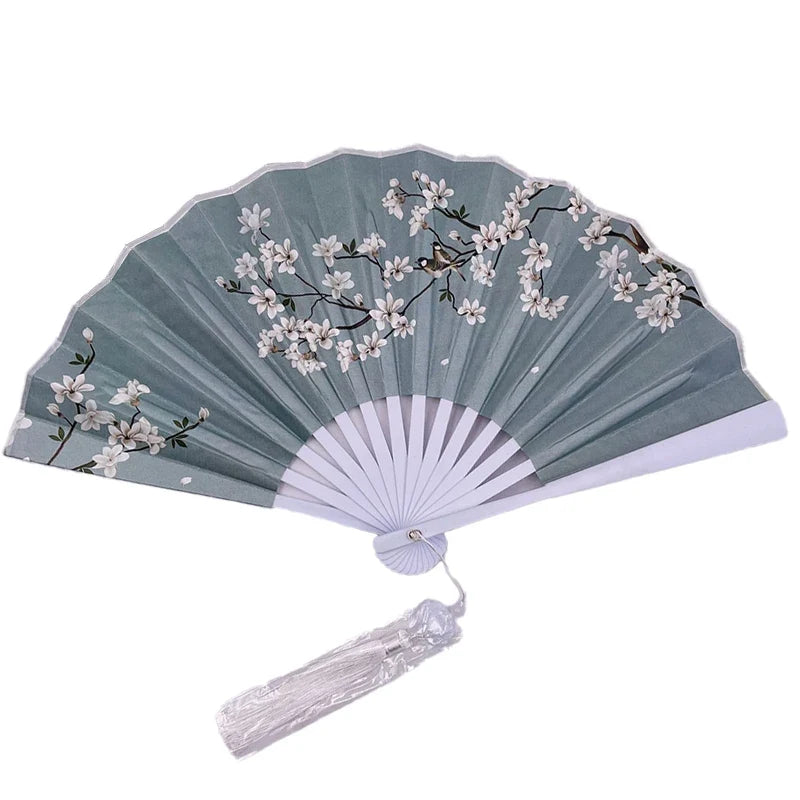 With Tassel Art Craft Style Foldable Hand Fan Portable Folding Fan Wedding Party Photo Props Guest Gifts Home Decor Craft