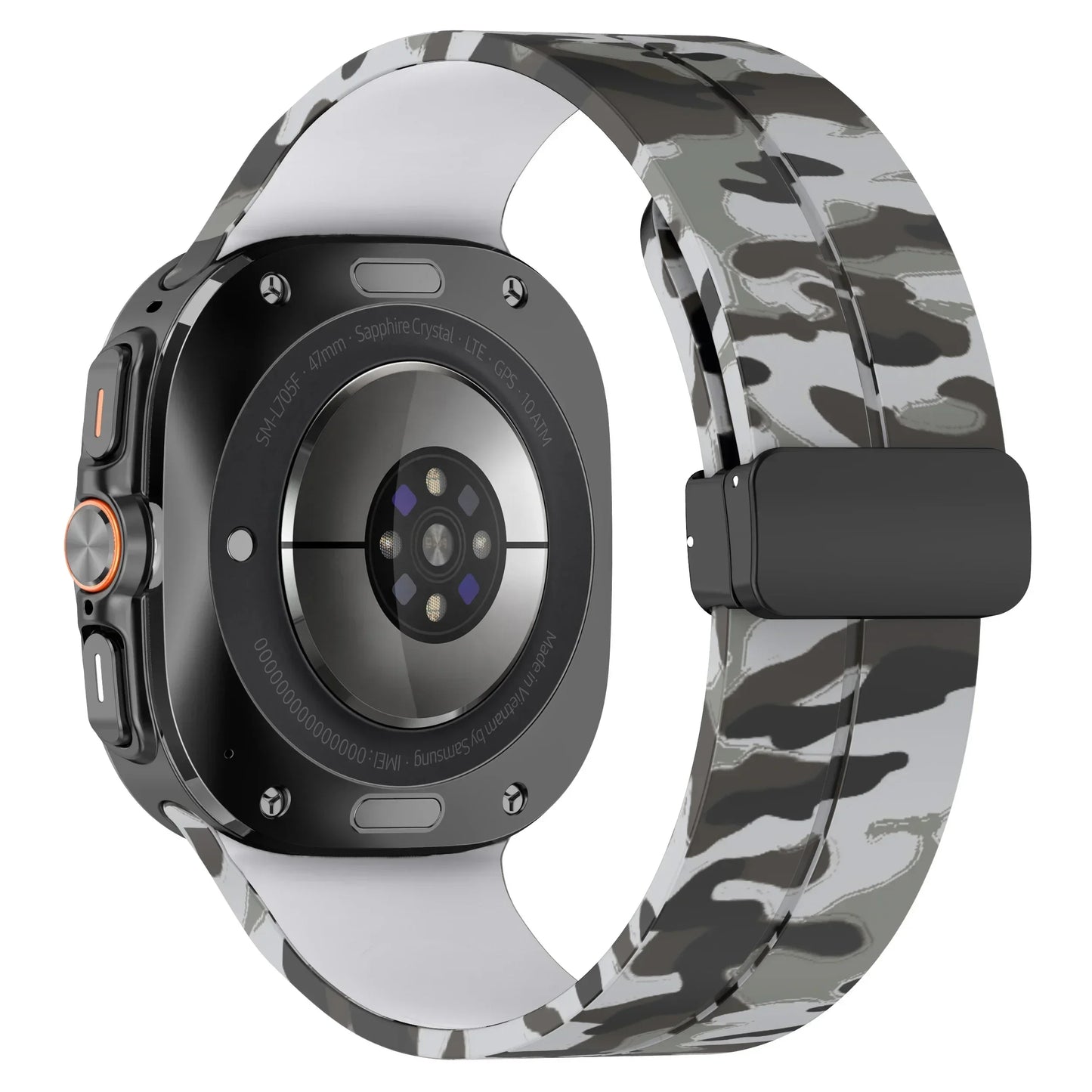 Camouflage Band for Samsung Galaxy Watch Ultra 47mm Silicone Magnetic Bracelet for Galaxy Watch 7 Ultra Replacement Watchband