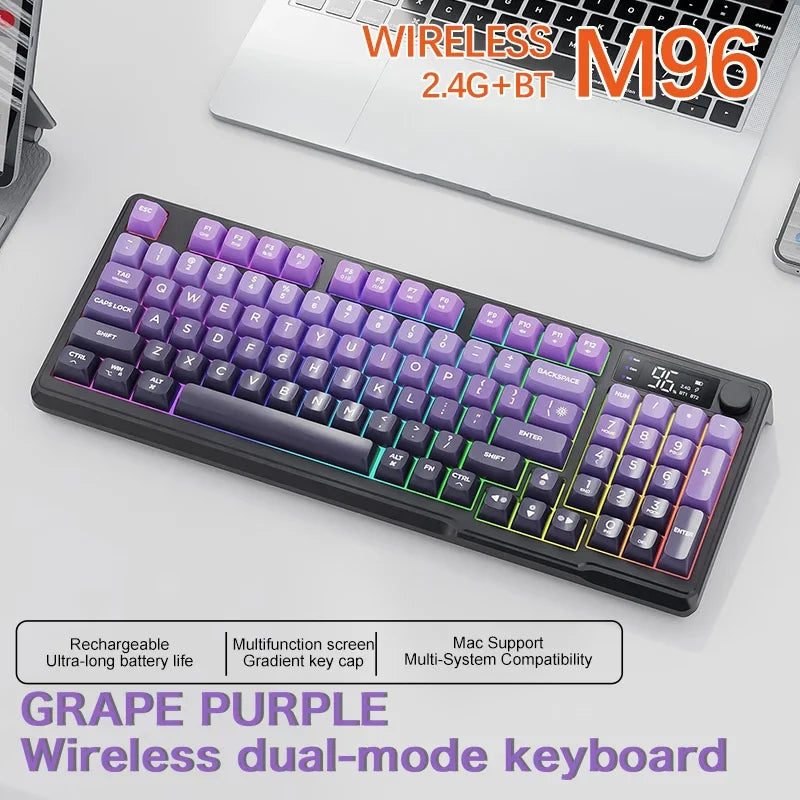 M96 Bluetooth Keyboard Wireless FREEWOLF Screen Gaming Keyboard Electronic Screen Multi-Device Connection Ergonomics Gaming