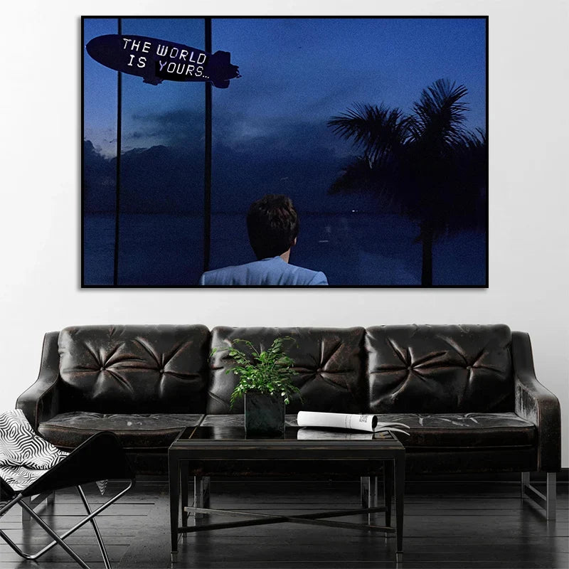 Motivation Poster Scarface Tony Montana The World Is Yours Movie Scene Office Art Canvas Painting Wall Print Picture Home Decor