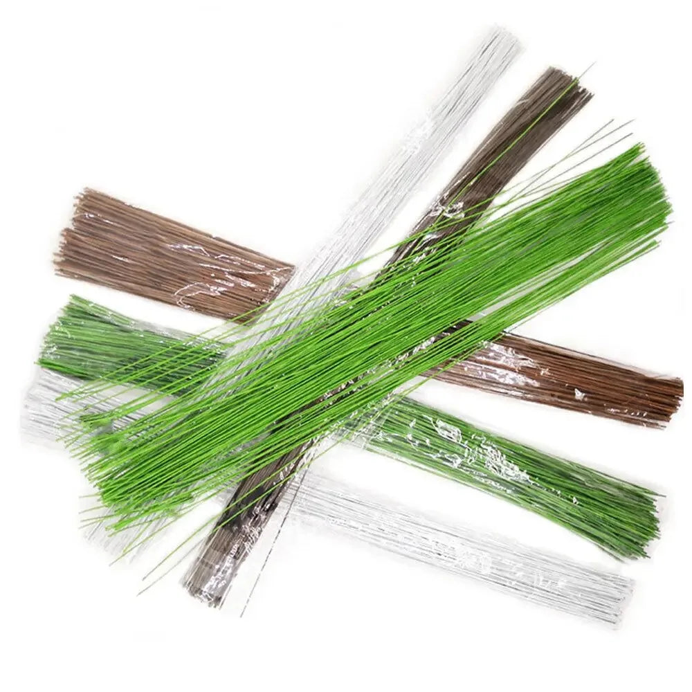 100Pcs 40cm Floral Wire Stems Paper Covered Iron Wire Artificial Branches Twigs DIY Crafts Flower Making Accessory Home Decor