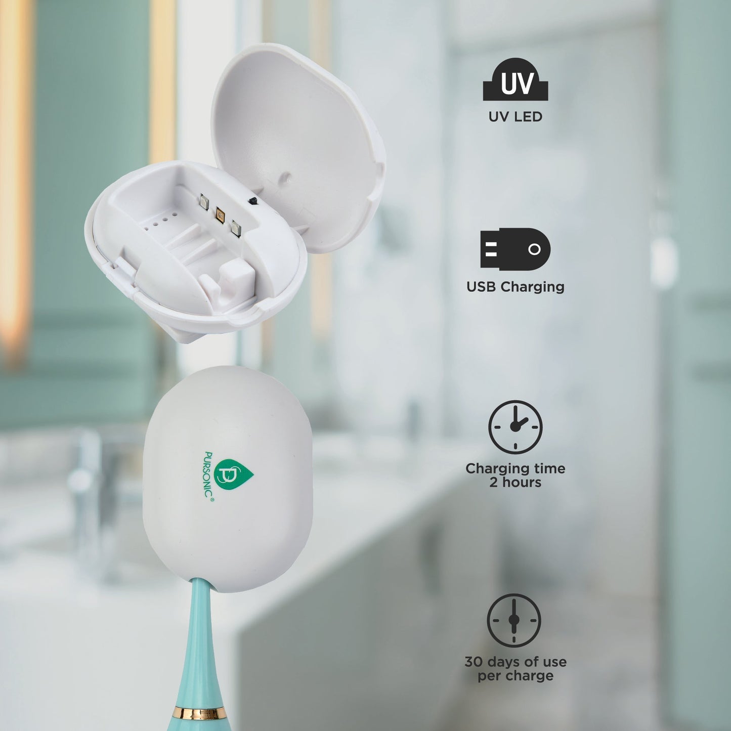 Pursonic Ultimate Smile Brightening Kit: Rotary Electric Toothbrush, UV Sterilizer, V34 Serum, Whitening Strips, & Pens