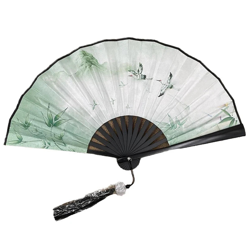 With Tassel Art Craft Style Foldable Hand Fan Portable Folding Fan Wedding Party Photo Props Guest Gifts Home Decor Craft
