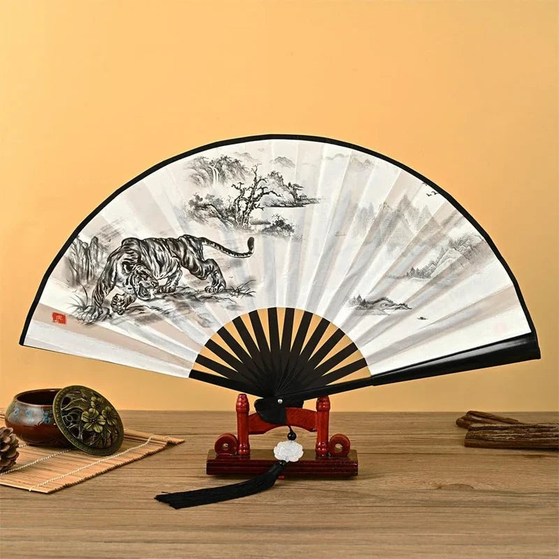 With Tassel Art Craft Style Foldable Hand Fan Portable Folding Fan Wedding Party Photo Props Guest Gifts Home Decor Craft