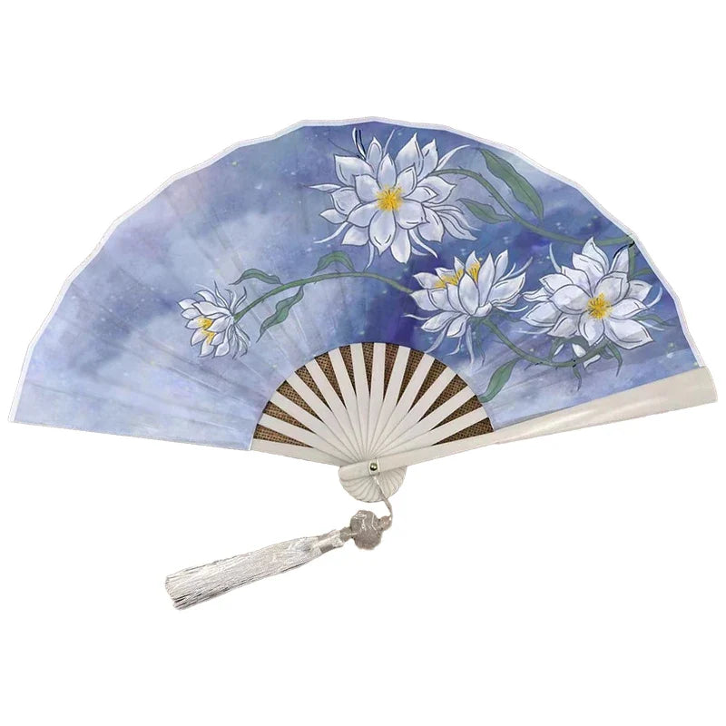 With Tassel Art Craft Style Foldable Hand Fan Portable Folding Fan Wedding Party Photo Props Guest Gifts Home Decor Craft