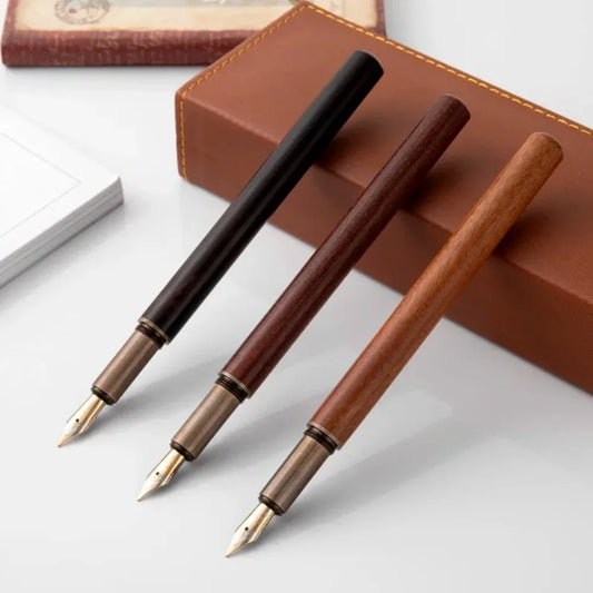 Retro Wood Bronze Fountain Pen 0.5mm Luxury Calligraphy & Office Writing Gift