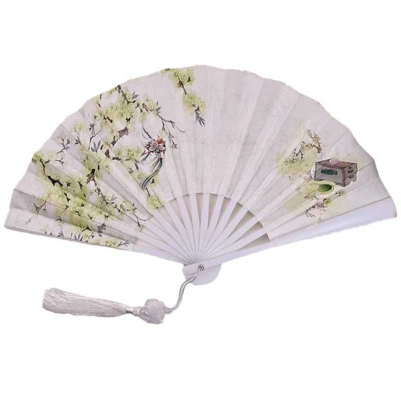 With Tassel Art Craft Style Foldable Hand Fan Portable Folding Fan Wedding Party Photo Props Guest Gifts Home Decor Craft