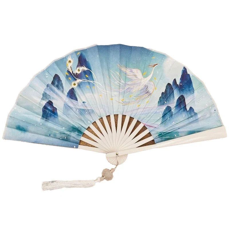With Tassel Art Craft Style Foldable Hand Fan Portable Folding Fan Wedding Party Photo Props Guest Gifts Home Decor Craft