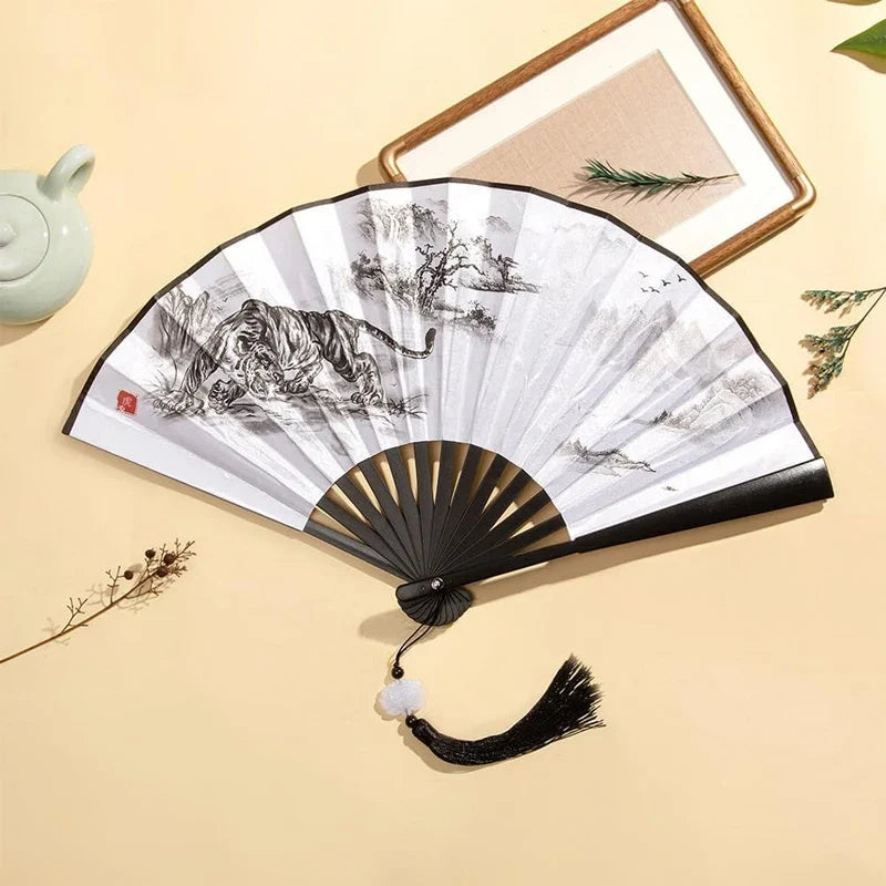 With Tassel Art Craft Style Foldable Hand Fan Portable Folding Fan Wedding Party Photo Props Guest Gifts Home Decor Craft