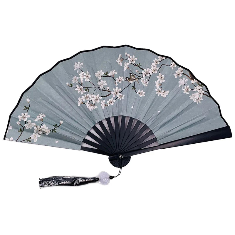 With Tassel Art Craft Style Foldable Hand Fan Portable Folding Fan Wedding Party Photo Props Guest Gifts Home Decor Craft