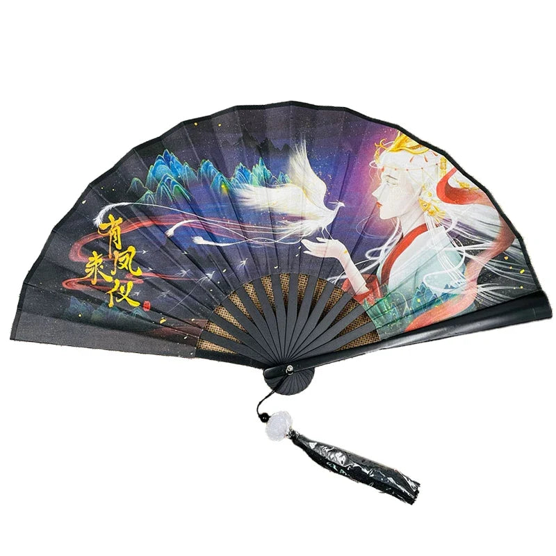 With Tassel Art Craft Style Foldable Hand Fan Portable Folding Fan Wedding Party Photo Props Guest Gifts Home Decor Craft