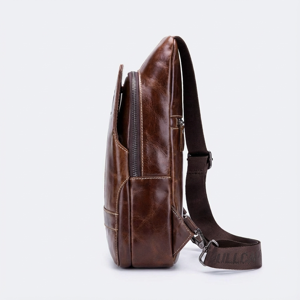 Men's Genuine Leather Sling Bag – Structured Office Carry