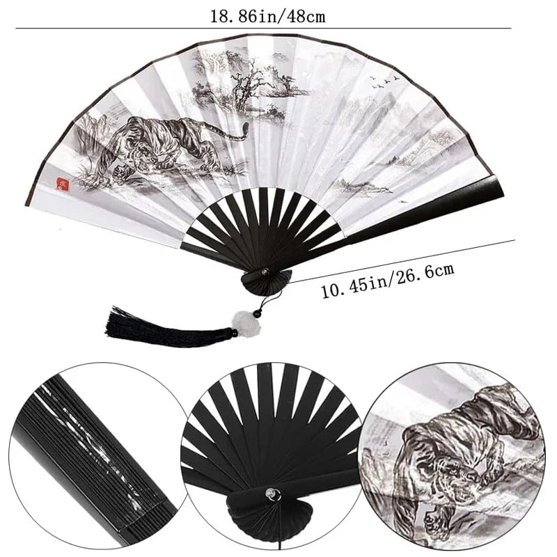 With Tassel Art Craft Style Foldable Hand Fan Portable Folding Fan Wedding Party Photo Props Guest Gifts Home Decor Craft