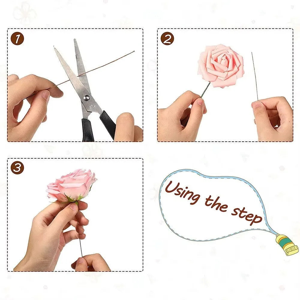 100Pcs 40cm Floral Wire Stems Paper Covered Iron Wire Artificial Branches Twigs DIY Crafts Flower Making Accessory Home Decor