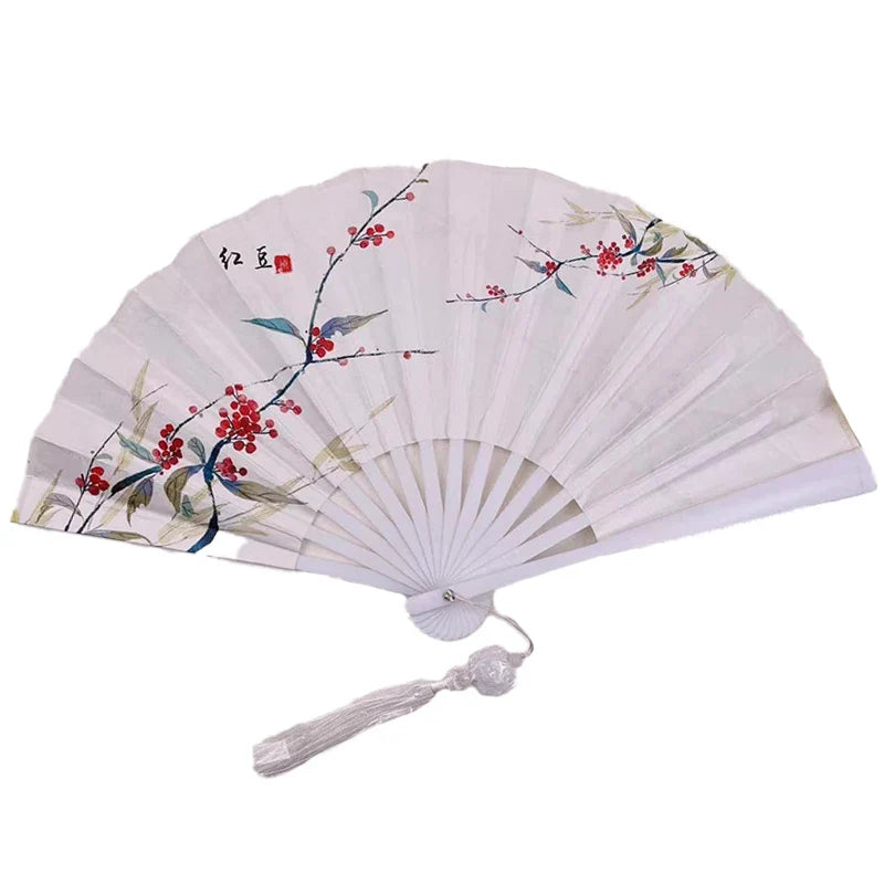 With Tassel Art Craft Style Foldable Hand Fan Portable Folding Fan Wedding Party Photo Props Guest Gifts Home Decor Craft