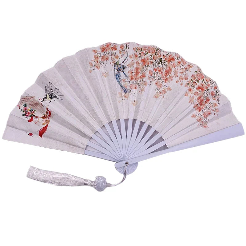 With Tassel Art Craft Style Foldable Hand Fan Portable Folding Fan Wedding Party Photo Props Guest Gifts Home Decor Craft